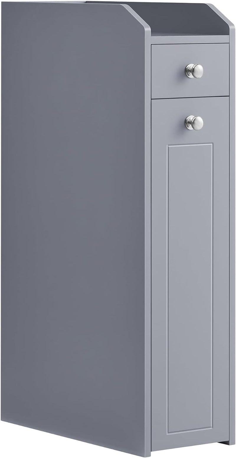 Small Bathroom Storage Cabinet, Slim Bathroom Storage Organizer, Toilet Paper Holder with Storage, Toilet Paper Storage Cabinet with Slide Out Drawers, for Small Spaces, Dove Gray UBBC847G02