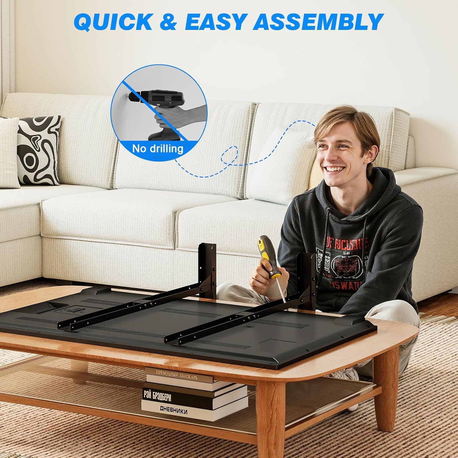 Universal TV Stand for 20-75 Inch Flat Curved Tvs, Height Adjustable Table Top TV Stand, TV Feet with Cable Management,Steel Replacement TV Legs Holds up to 110 Lbs, Max VESA 800X600Mm, Black