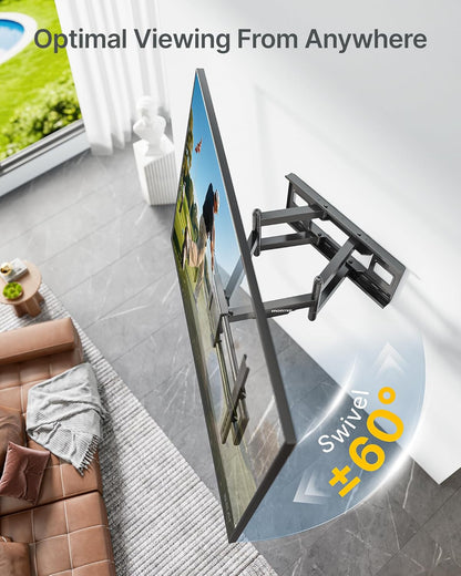 Heavy Duty XXL Full Motion TV Wall Mount for 60-120 Inch Extra Large Tvs, Holds 265 Lbs, Max VESA 900X600, 27.7" Extension, Swivel & Tilt, Preassembled, Fits 12–24" Studs, LED/LCD/OLED 4K/8K