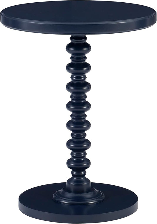 Tarkin round Navy Blue Turned Spindle Pedestal Side Accent Table by