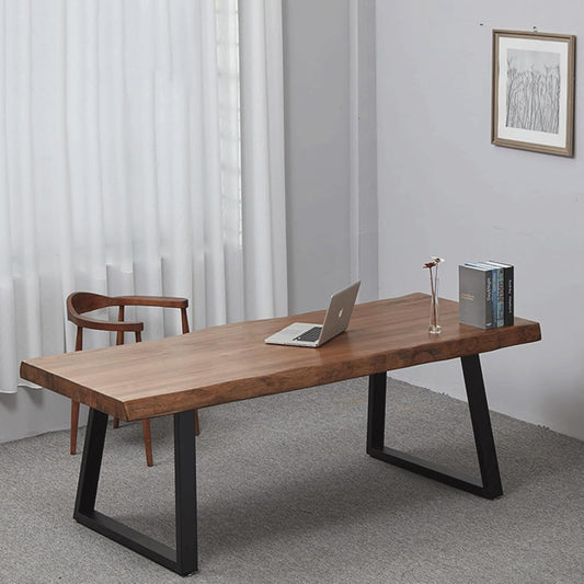 Pine Computer Desk, Modern Solid Wood Home Office Desk, Long Rural Farmhouse Pine Dining Table, Administrative Workstation Computer Desk, Suitable for Living Room and Dining Room (47Inch)