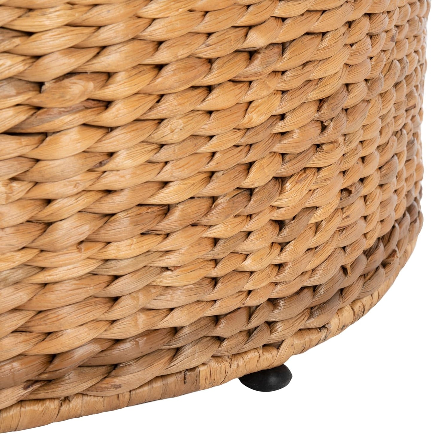 Home Collection – Jesse Natural Wicker Storage round Coffee Table, Fully Assembled, Handwoven Rattan with Lift-Off Lid & Cotton-Lined Interior, Decorative Living Room Accent (SEA7034A)