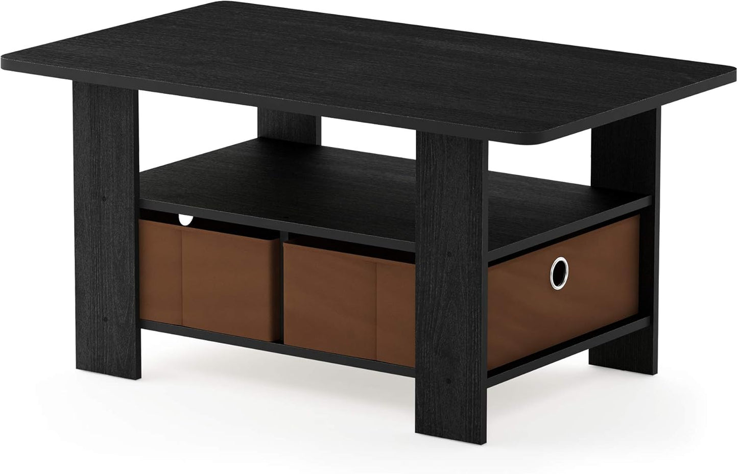 Andrey Coffee Table with Bin Drawer, Americano/Medium Brown, Small Non-Lift Top