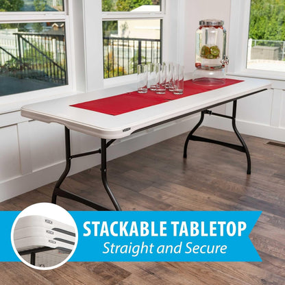 6-Foot Nesting Folding Table, Commercial, Almond
