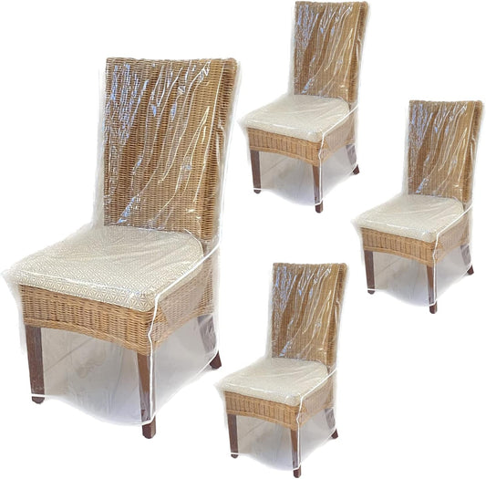 Dining Room/Kitchen Chair Cover/Protector-4 Pack- Heavy Duty Clear PVC Vinyl-No Dust/Spill/Pet Hair/Pet Claws, Easy Clean Slipcover
