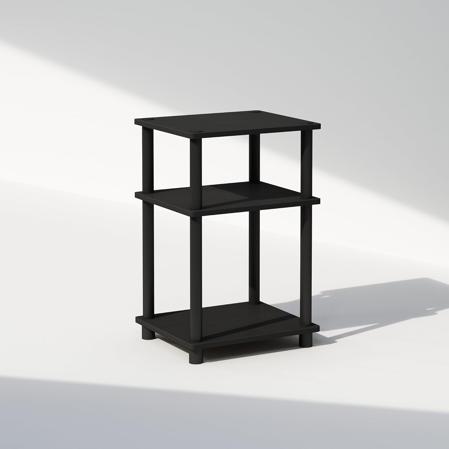 Just 3-Tier Turn-N-Tube Open Storage Nightstand, 1-Pack, Plastic Poles, Americano/Black