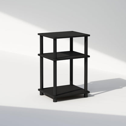 Just 3-Tier Turn-N-Tube Open Storage Nightstand, 1-Pack, Plastic Poles, Americano/Black