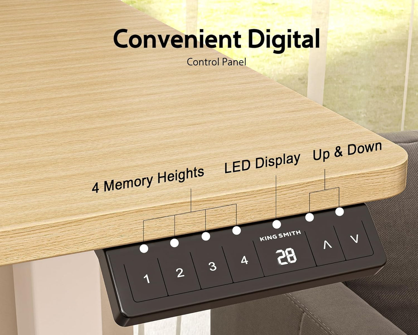 48X24 Inches Height Adjustable Electric Standing Desk with 2 Hooks for Home Office, Ergonomic Sit Stand up Desk with Splice Board, Oak