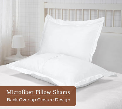 Pillow Shams 2 Pack King Size 20X36 Inch - Brushed 1800 Microfiber - Bed Pillow Shams, Wrinkle Resistant Super Soft and Cozy - Back Overlap Closure - Oxford Pillowcase (King, White)