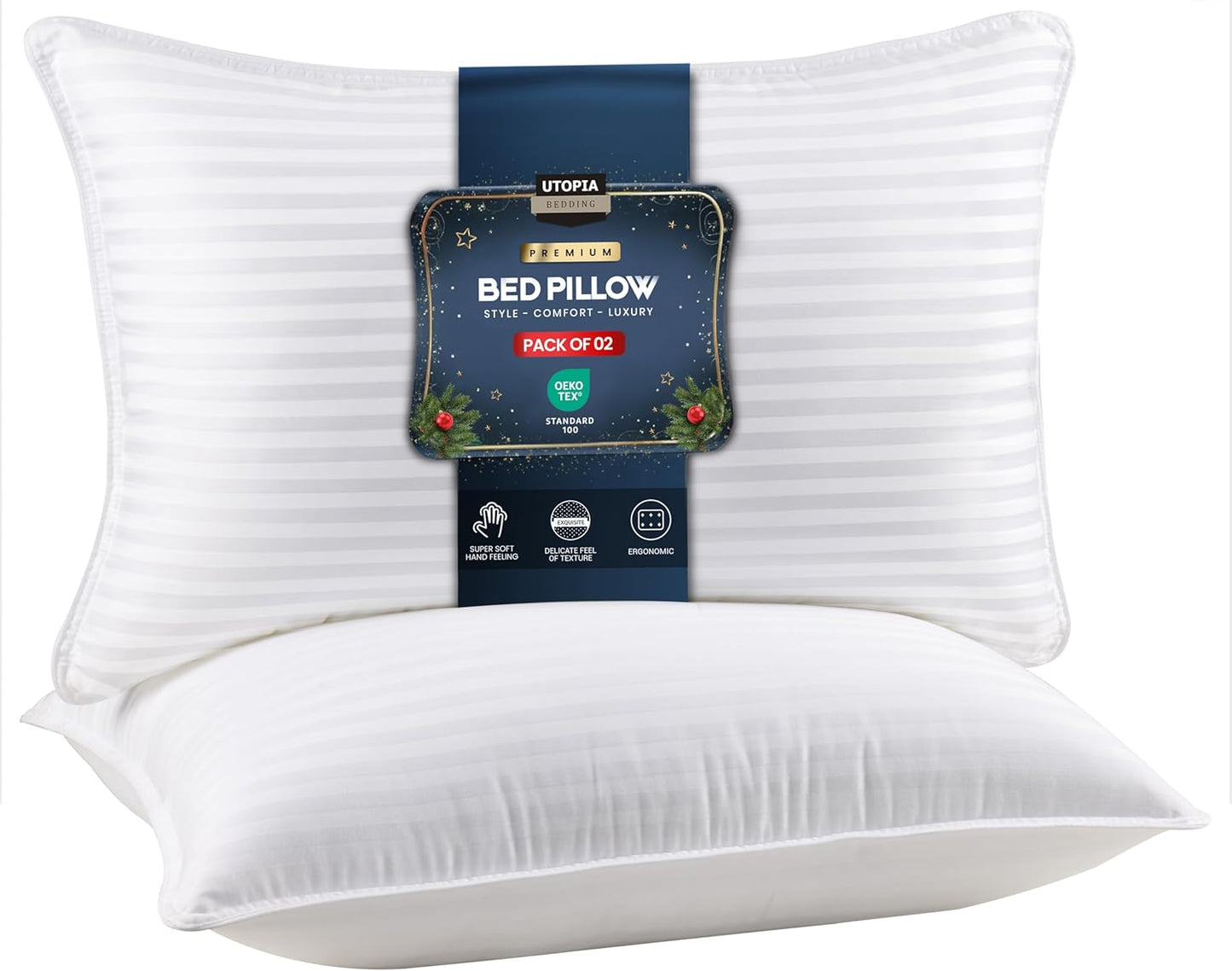 Bed Pillows for Sleeping Queen Size (White), Set of 2, down Alternative Pillow for Sleeping, Cooling Hotel Quality Pillow Set for Back, Stomach or Side Sleepers