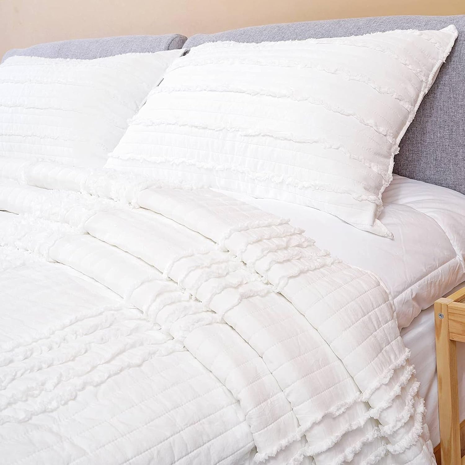 King Size Pillow Shams Set of 2, Ultra Soft Breathable 20 X 36 Inches Pillow Case Envelope Closure, Microfiber Farmhouse Bed Pillowcases for Easy Care, White