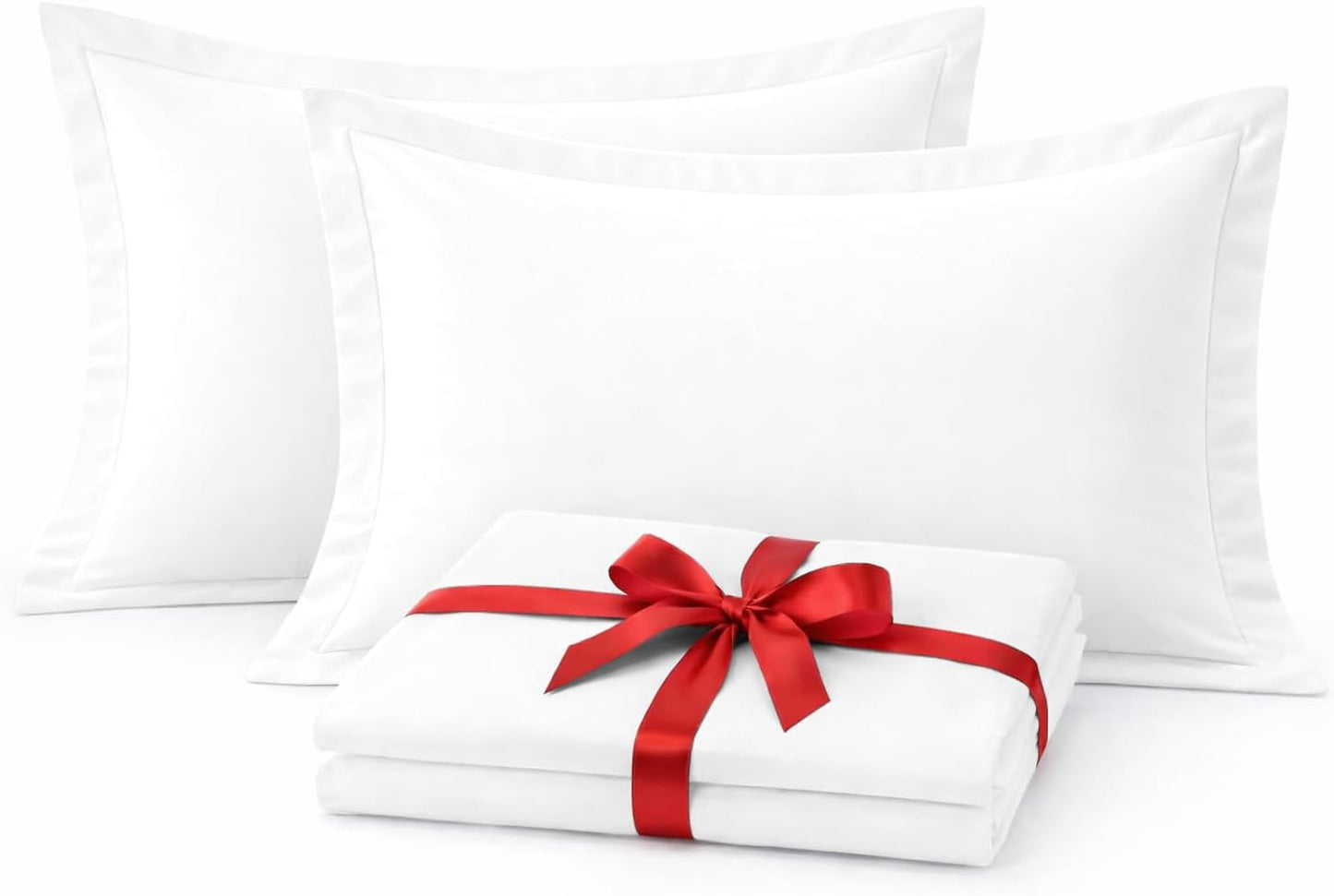 Pillow Shams Set of 2 – King Size 20X40, 600 Thread Count 100% Natural Cotton, Envelope Closure, Decorative Pillow Covers with 2 Inch Flange, Soft & Smooth, White