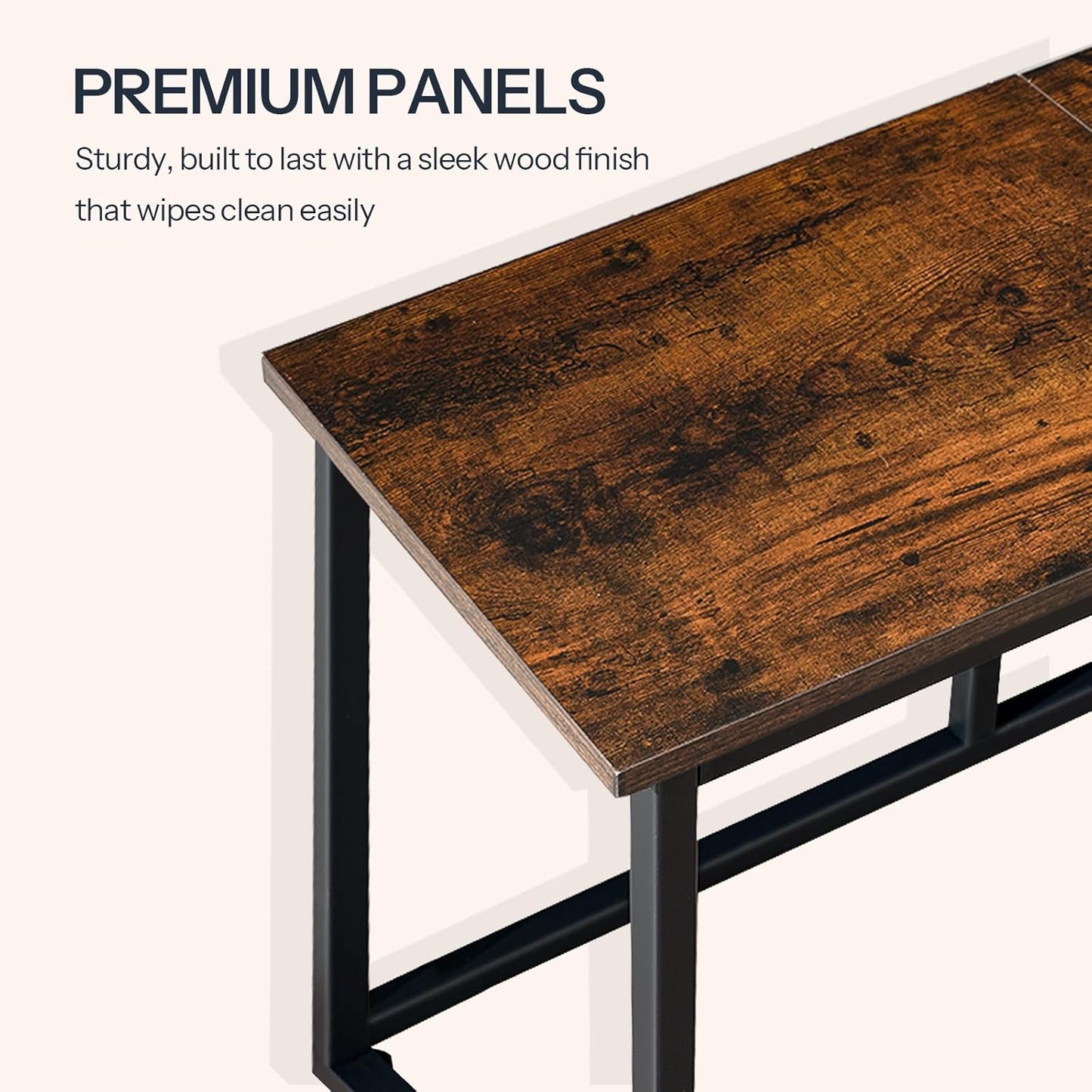 Dining Bench, 47.2 Inch Dining Table Bench, Industrial Style Kitchen Bench, Steel Frame, Easy to Assemble, for Kitchen, Dining Room, Rustic Brown and Black BF45CD01