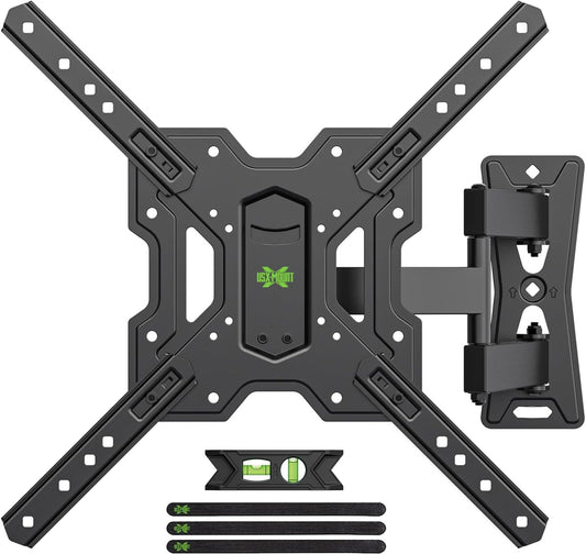 UL Listed Full Motion TV Mount, Swivel Articulating Tilt TV Wall Mount for 26-65 Inch LED, 4K, Wall Mount Bracket with VESA 400X400Mm up to 77Lbs, Perfect Center Design -XMM006-1
