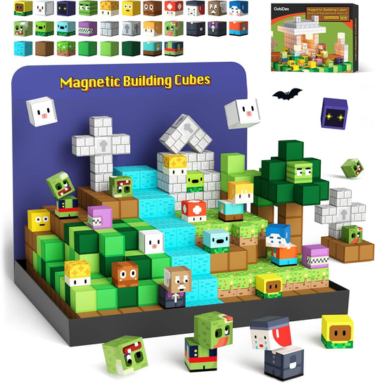 Magnetic Blocks Kids Toys for Boys Girls 3+, Build Magwonder World with Zomblock Magnets Cubes, Upgraded STEM Game-Based Building Sensory Gift for Birthday