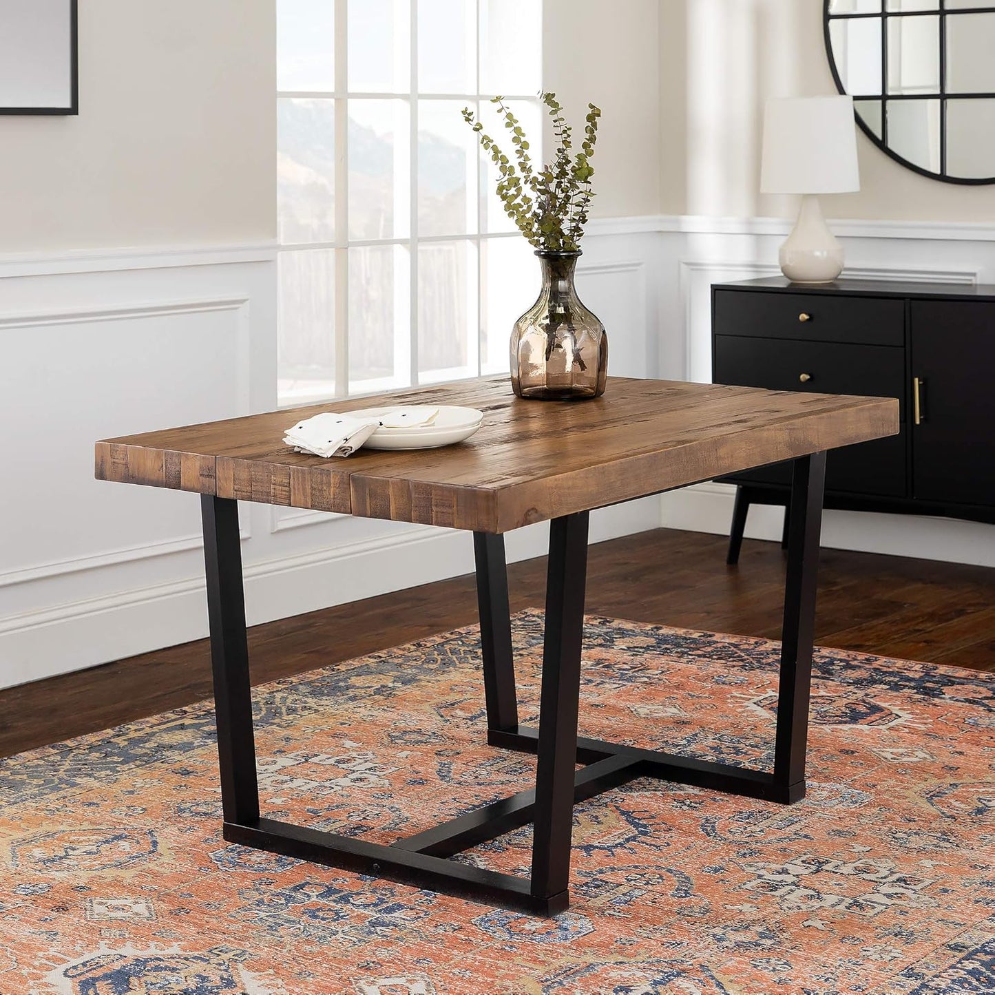 Durango Distressed Solid Wood Dining Table, 52 Inch, Rustic Oak