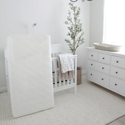 Waterproof Crib Mattress and Toddler Bed - Ultra-Breathable Proven to Reduce Suffocation Risk, Washable Core & Cover, All-Stages, Infant to Toddler, Deluxe 5.5" Thick - White