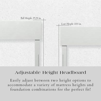 , Orlando Twin Adjustable Modern Solid Wood Panel Headboard, White