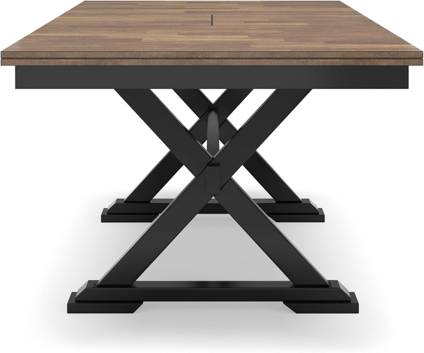 Wildenauer Farmhouse Dining Extension Table with Self-Storing Butterfly Leaf for 6-8 People, Black & Dark Brown