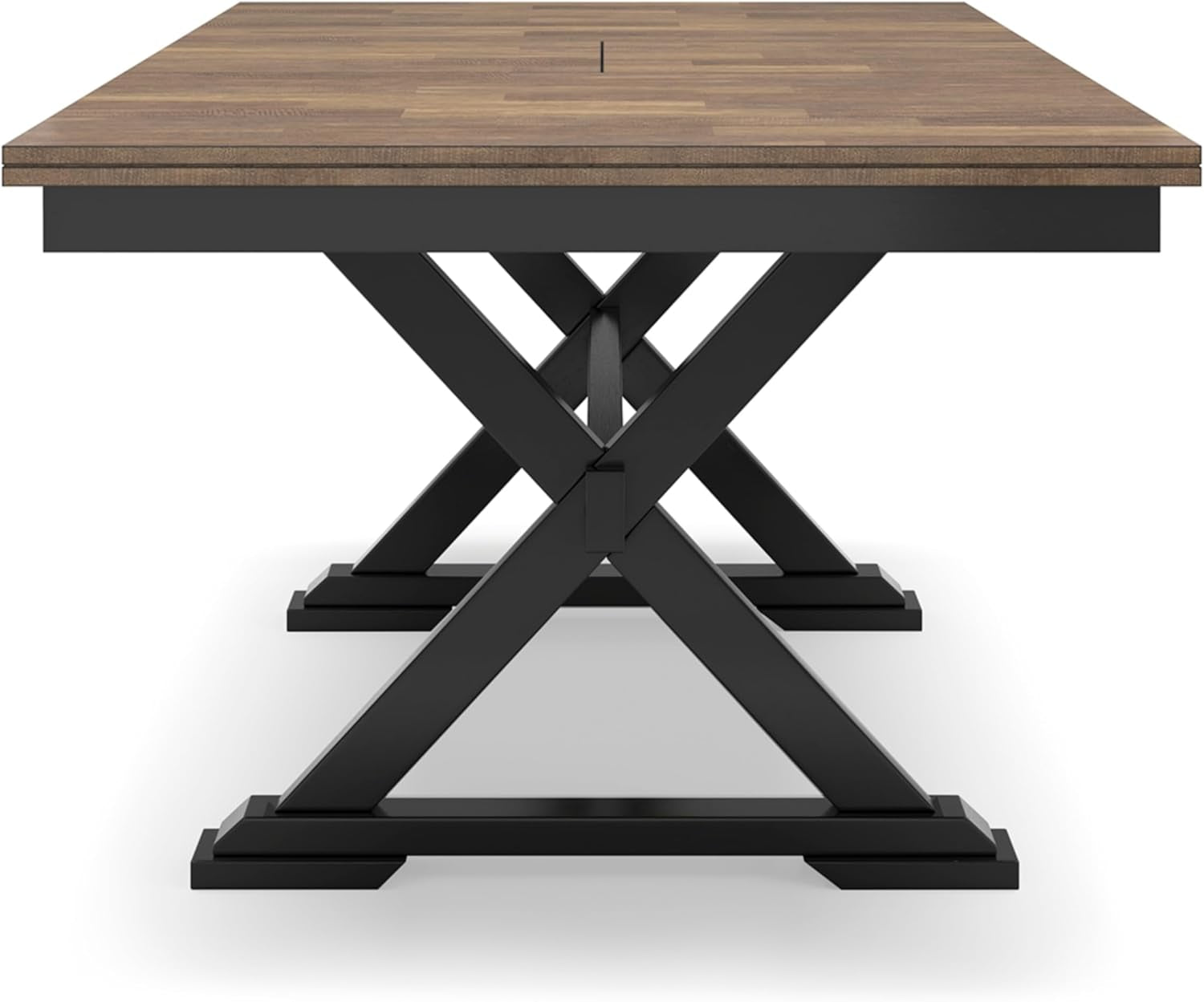 Wildenauer Farmhouse Dining Extension Table with Self-Storing Butterfly Leaf for 6-8 People, Black & Dark Brown
