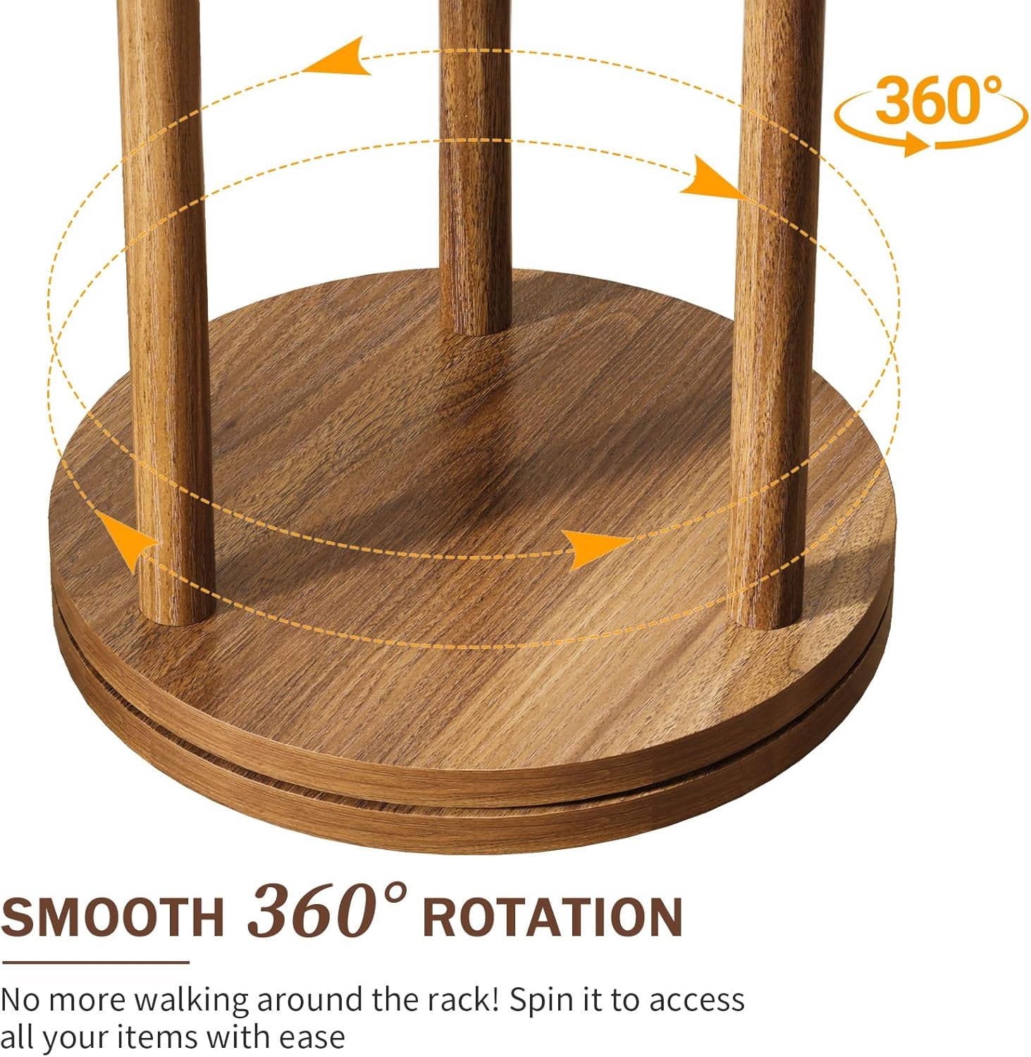 Rotary Coat Rack Freestanding - Solid Wood Coat Tree with 9 Hooks & 3 Storage Shelves for Purse, Bag, Jacket, Hat, Corner Hanger Stand Racks for Hall, Entryway, Office, Modern Clothes Holder