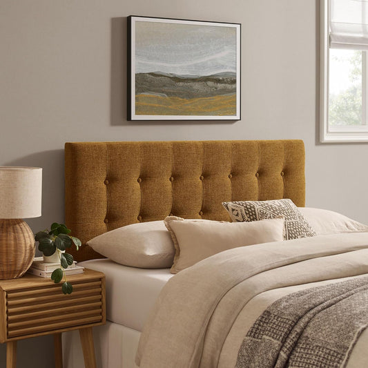 Emily King Size Fabric Headboard in Copper - Linen-Like Upholstery with Button Tufting and 7 Adjustable Height Positions