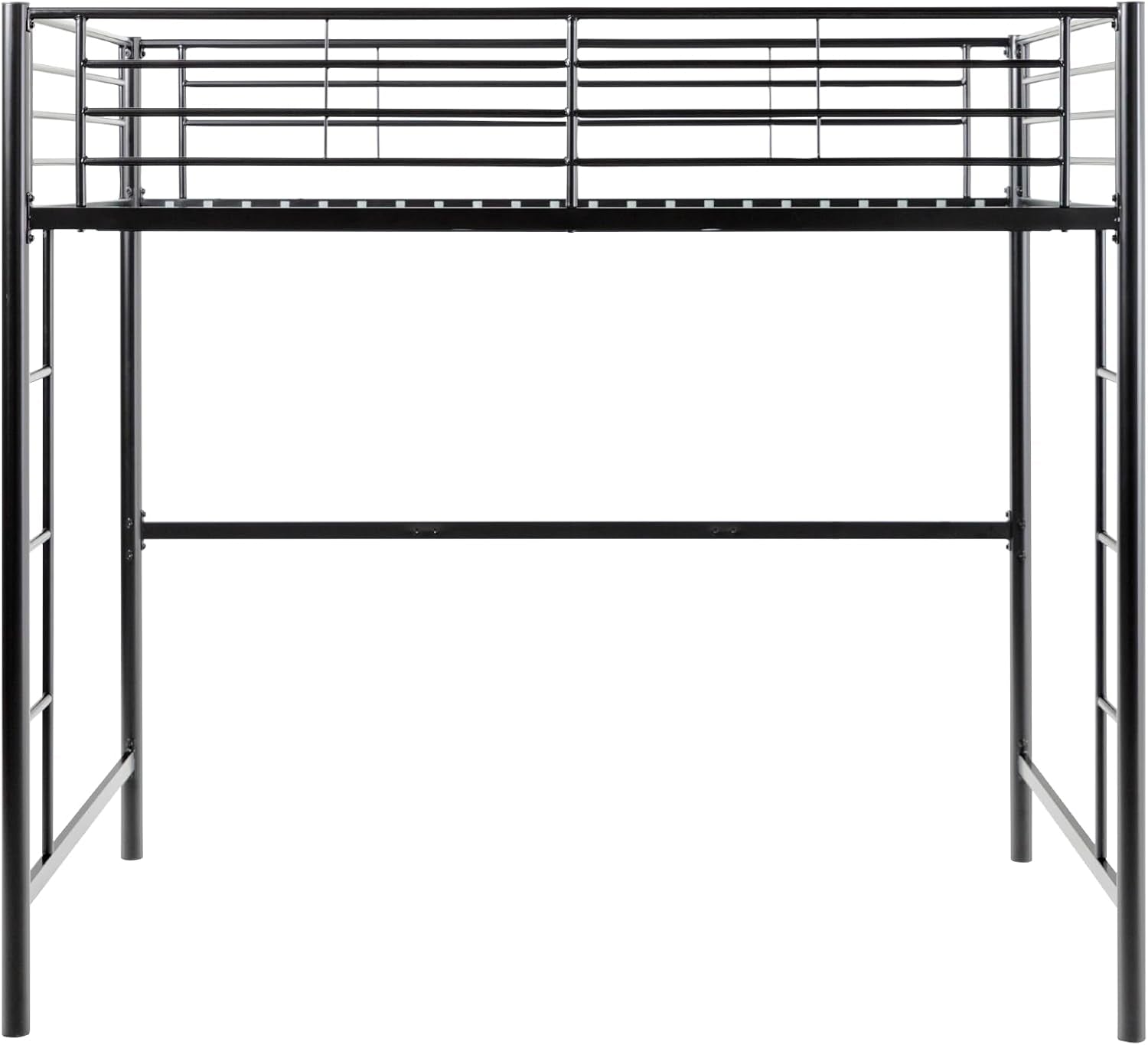 Timothee Urban Industrial Metal Twin over Loft Bunk Bed, Twin Size, Black