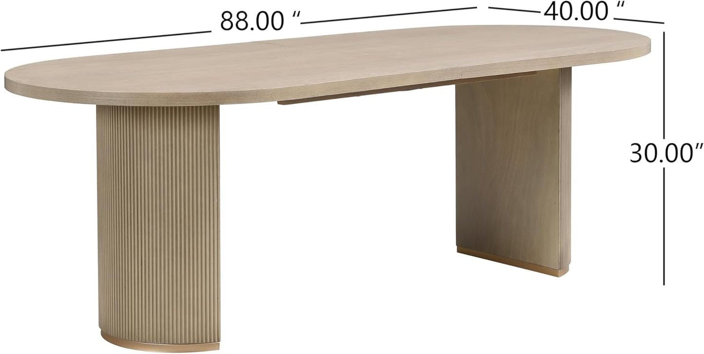 Lancas Modern Minimalist Wooden Indoor Dining Table, Oval Top Dining Table Set for 6, Pedestal Dining Room/Kitchen Table, Ideal for Restaurant/Family Gatherings, Light Ash