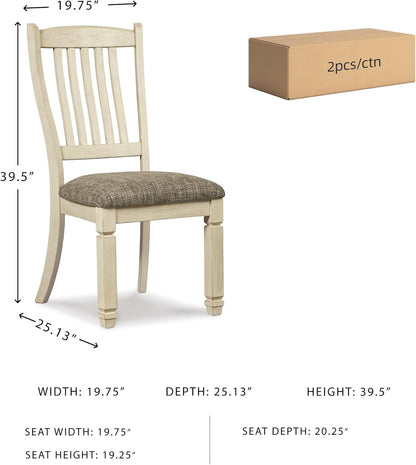 Bolanburg 20" Upholstered Dining Room Chair, Set of 2, Antique White