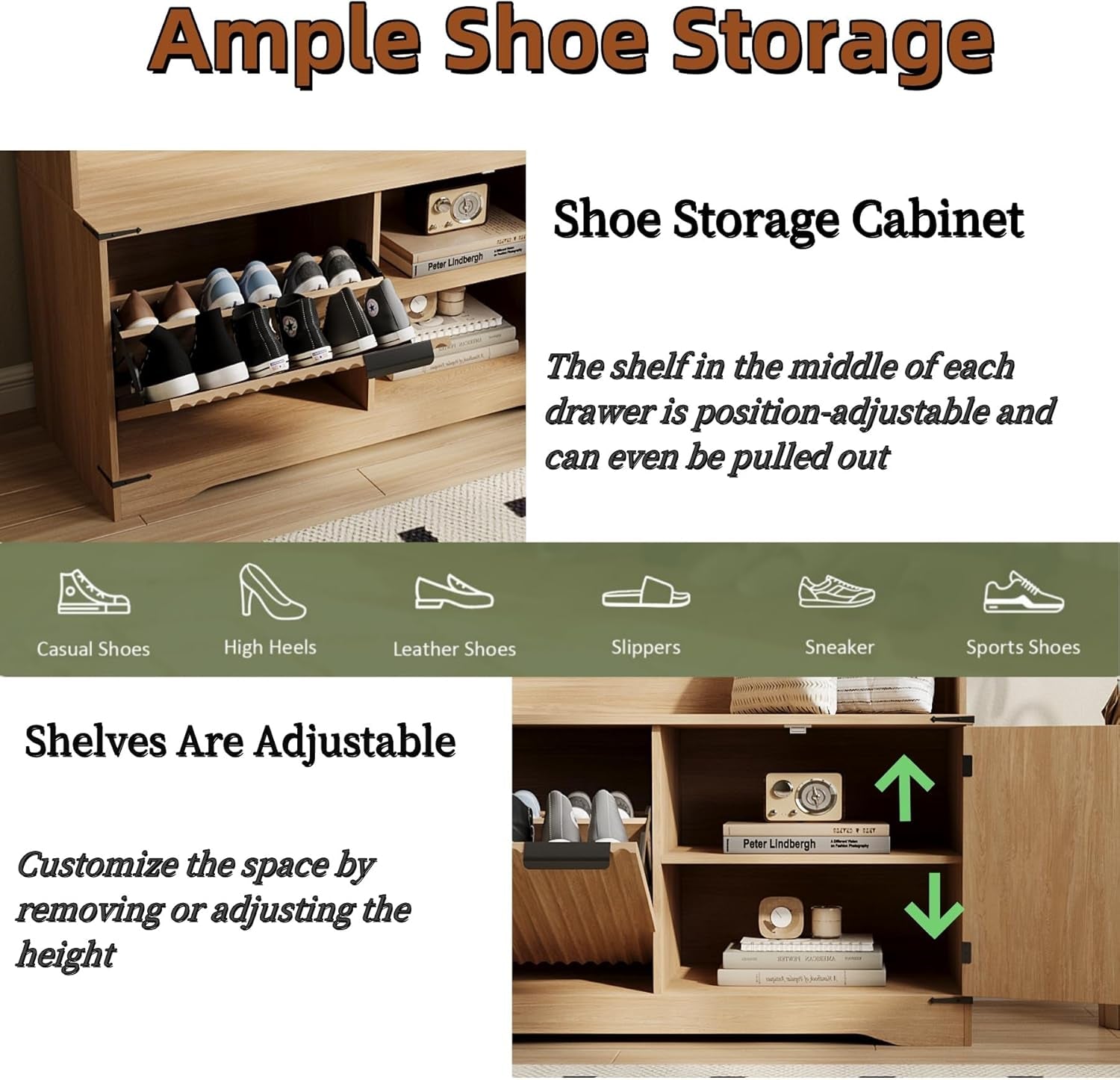 67" Entryway Hall Tree with Bench and Shoe Storage, 5-In-1 Coat and Shoe Rack, Mudroom Bench with Storage and 4 Hooks, Adjustable LED Sensor Light, Modern Boho Fluted Coat Tree, Walnut