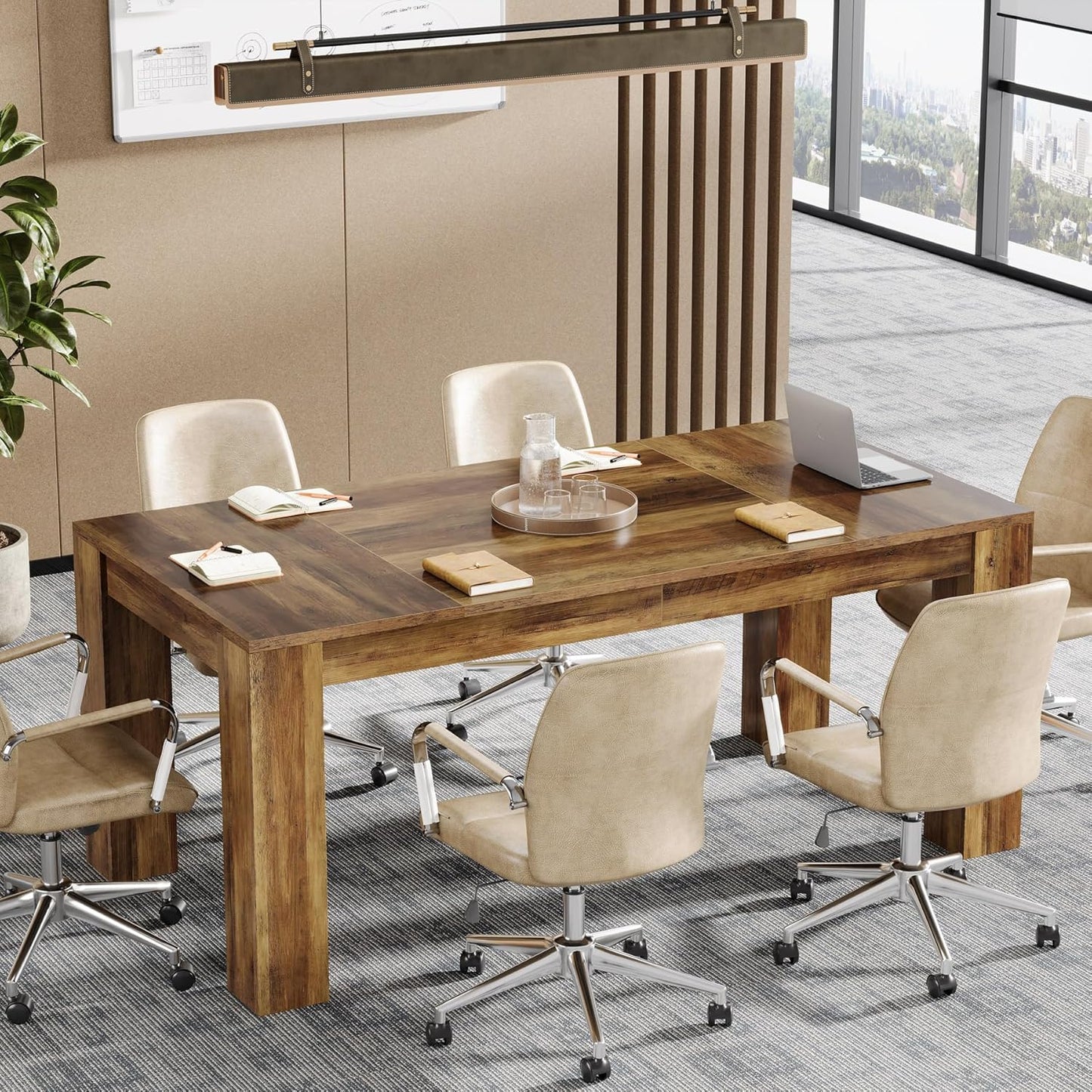 63-Inch Executive Desk, Large Office Computer Desk, Simple Workstation Writing Table Study Table for Home Office, Rustic Brown