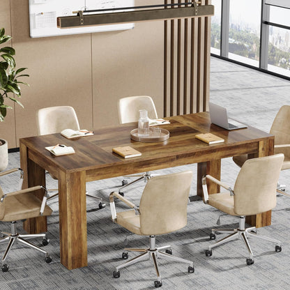 63-Inch Executive Desk, Large Office Computer Desk, Simple Workstation Writing Table Study Table for Home Office, Rustic Brown