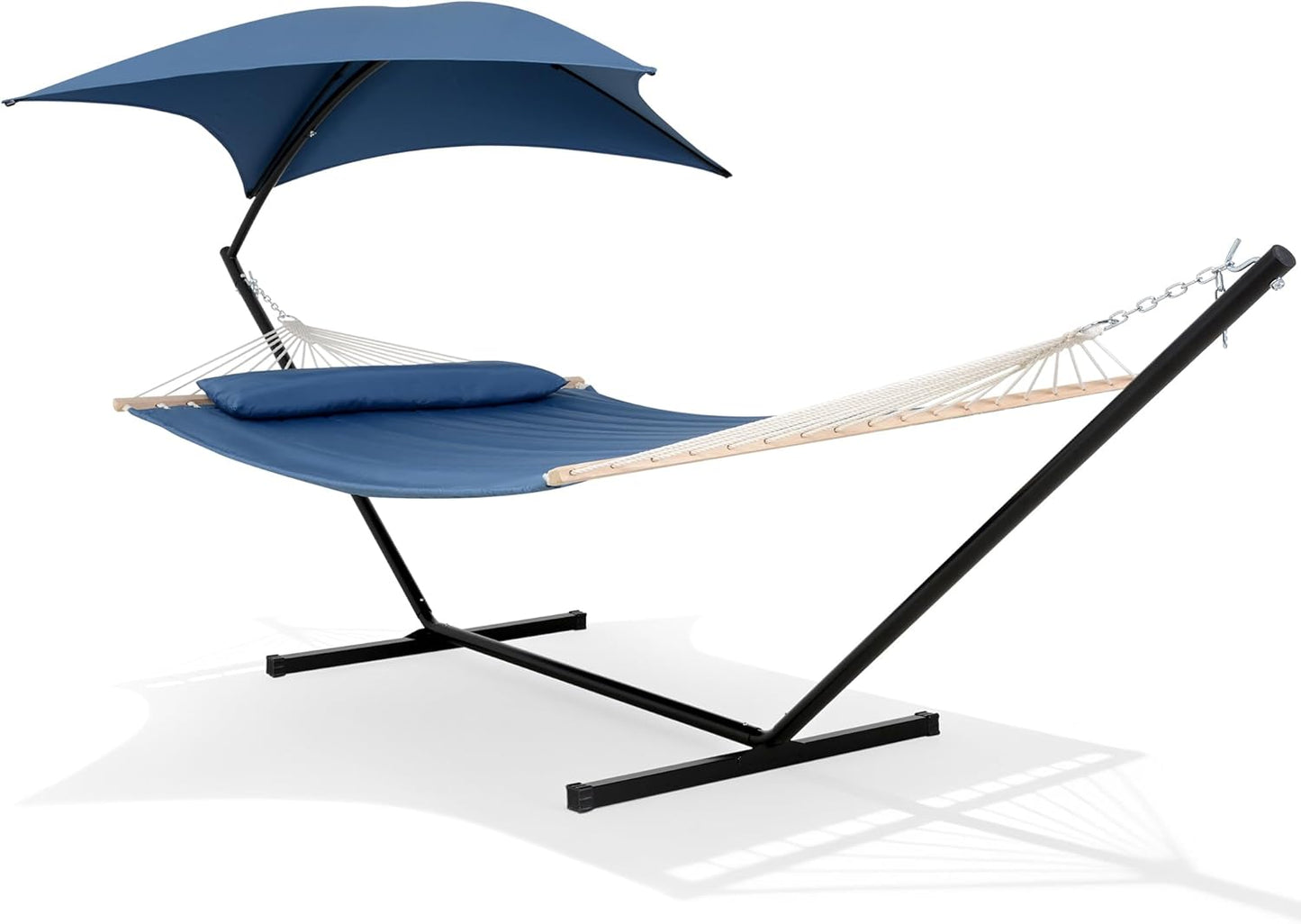 Hammocks for outside with Stand, Sunshade, Porch Hammock and Stand, 475 Lbs Capacity, Patent Pending, Navy