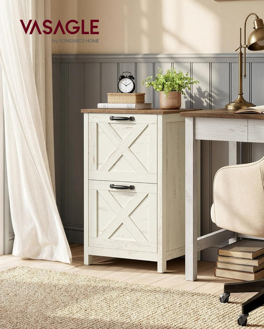 File Cabinet, 2-Drawer Filing Cabinet for Home Office, Modern Farmhouse, Adjustable Hanging Rail for A4 Letter Files, Printer Stand, Study Bedroom, Rustic White and Honey Brown UOFC086WJ02S