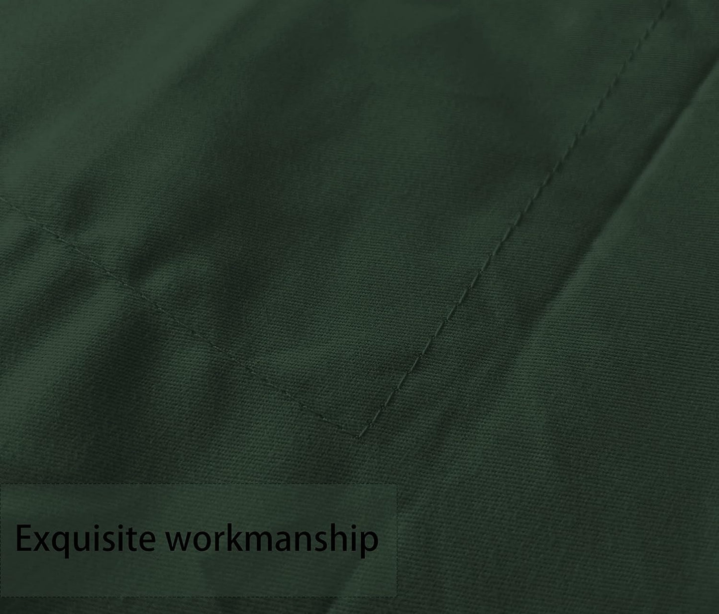 Soft and Breathable 100% Egyptian Cotton Envelope Pillow Shams, Silk like and Cozy Decorative Pillow Covers, Set of 2, Dark Green, King