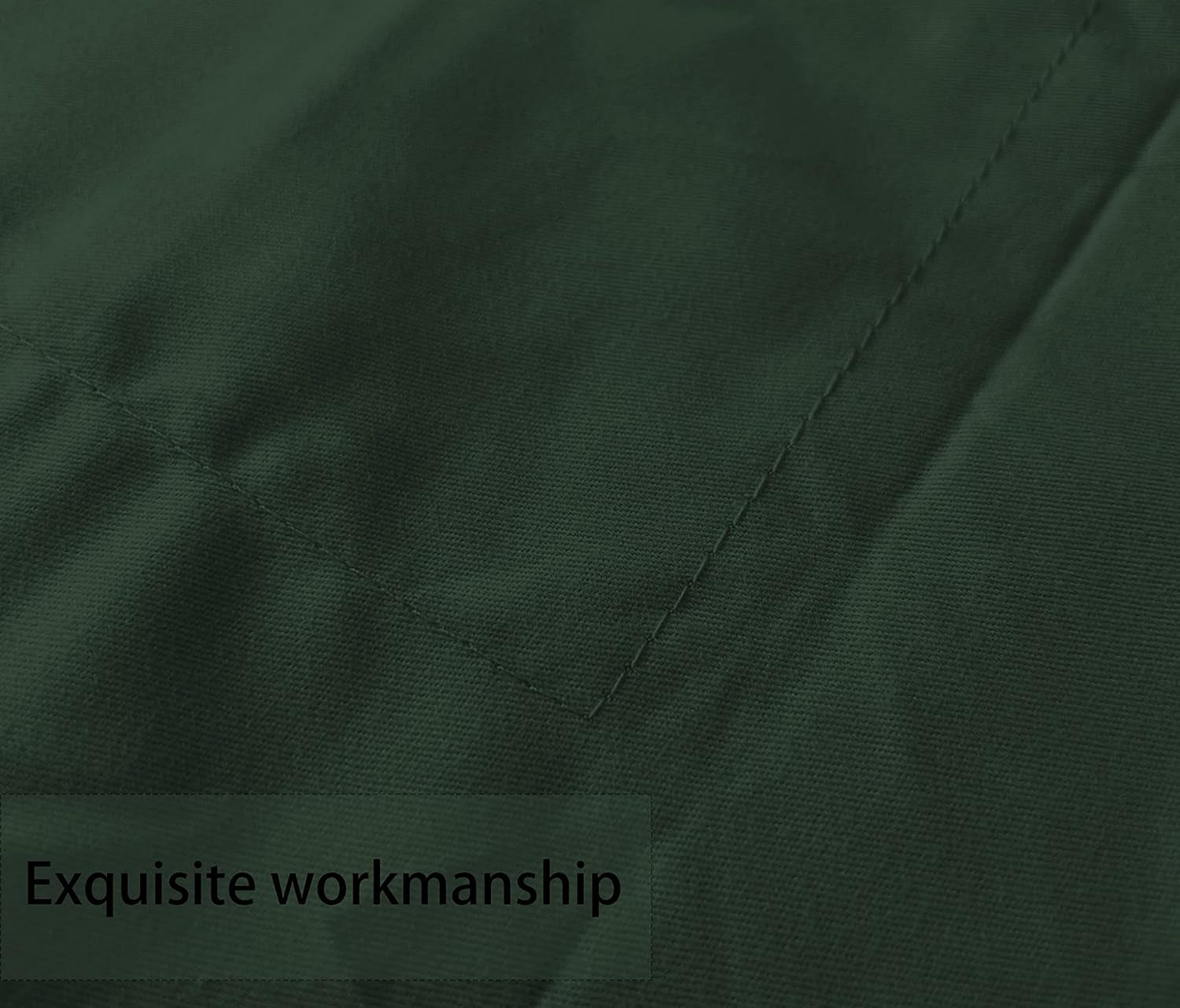 Soft and Breathable 100% Egyptian Cotton Envelope Pillow Shams, Silk like and Cozy Decorative Pillow Covers, Set of 2, Dark Green, King