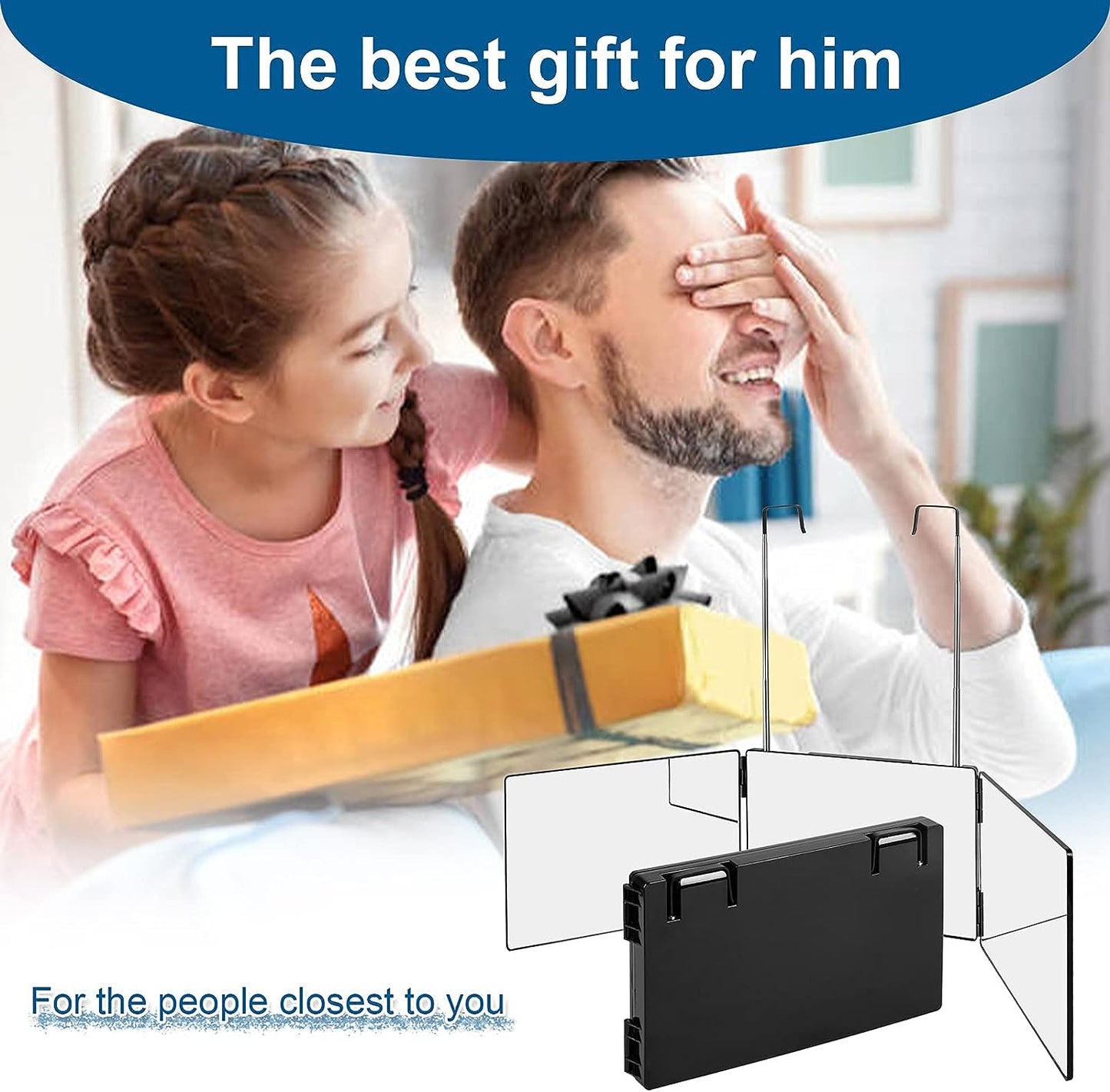 3 Way Mirror for Self Hair Cutting,360 Haircuts Men for Barber Use Tools,To See Back of Head,Tri Fold Mirror with Portable Height Adjustable Telescoping Hooks