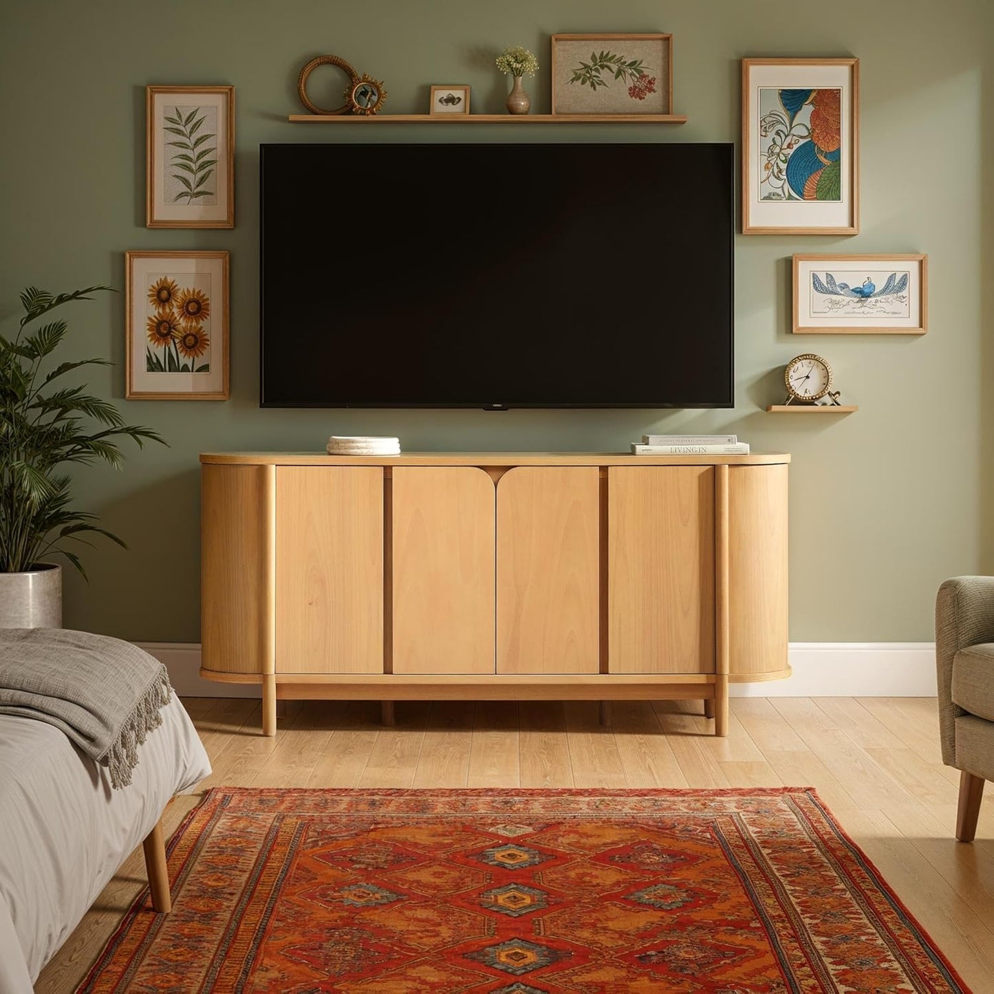 Ezra 70" Curved Sideboard Cabinet - Natural