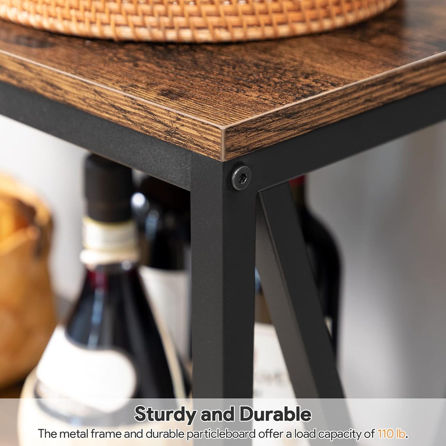 Sofa Table, Industrial Console Table, 3-Tier Narrow Side Table with Open Shelves, Foyer Table for Entryway, Hallway, Kitchen, Living Room and Bedroom, Easy Assembly, Rustic Brown CTHR8001Z