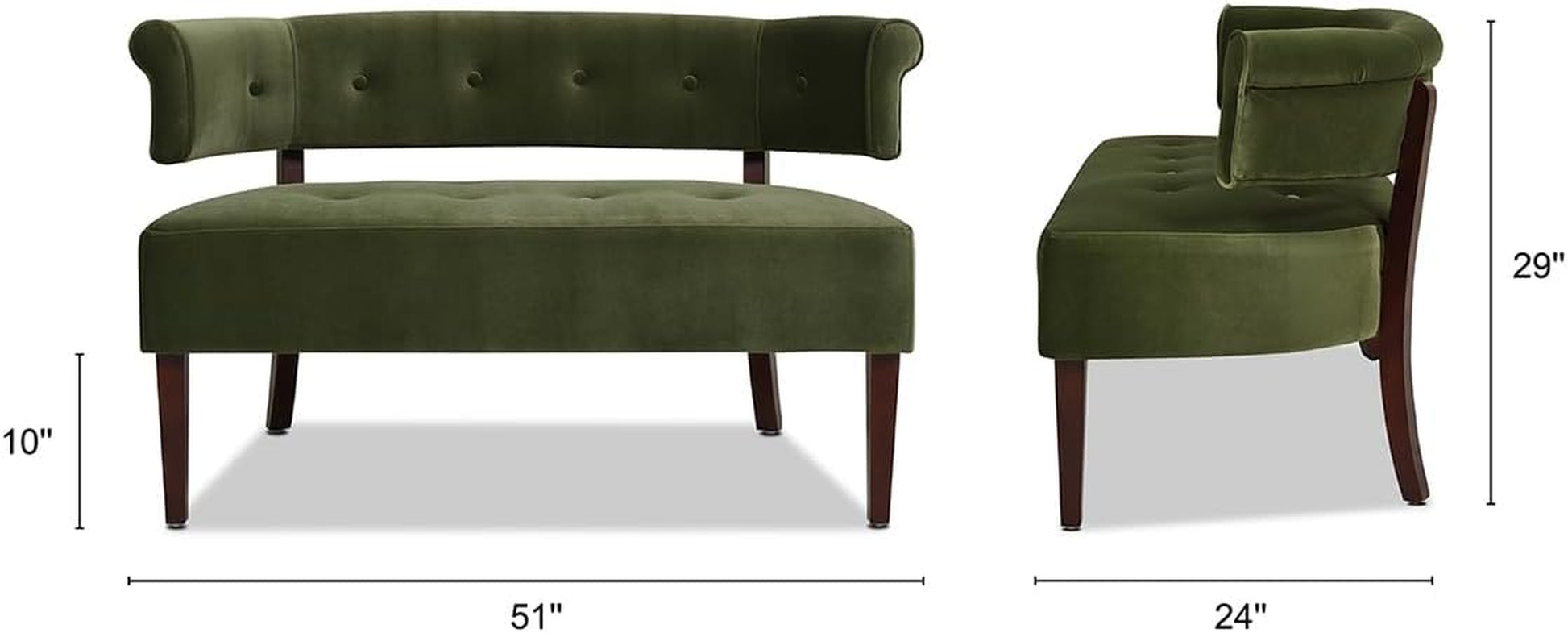 Jared Roll Arm Upholstered Tufted Entryway Bench with Back Settee