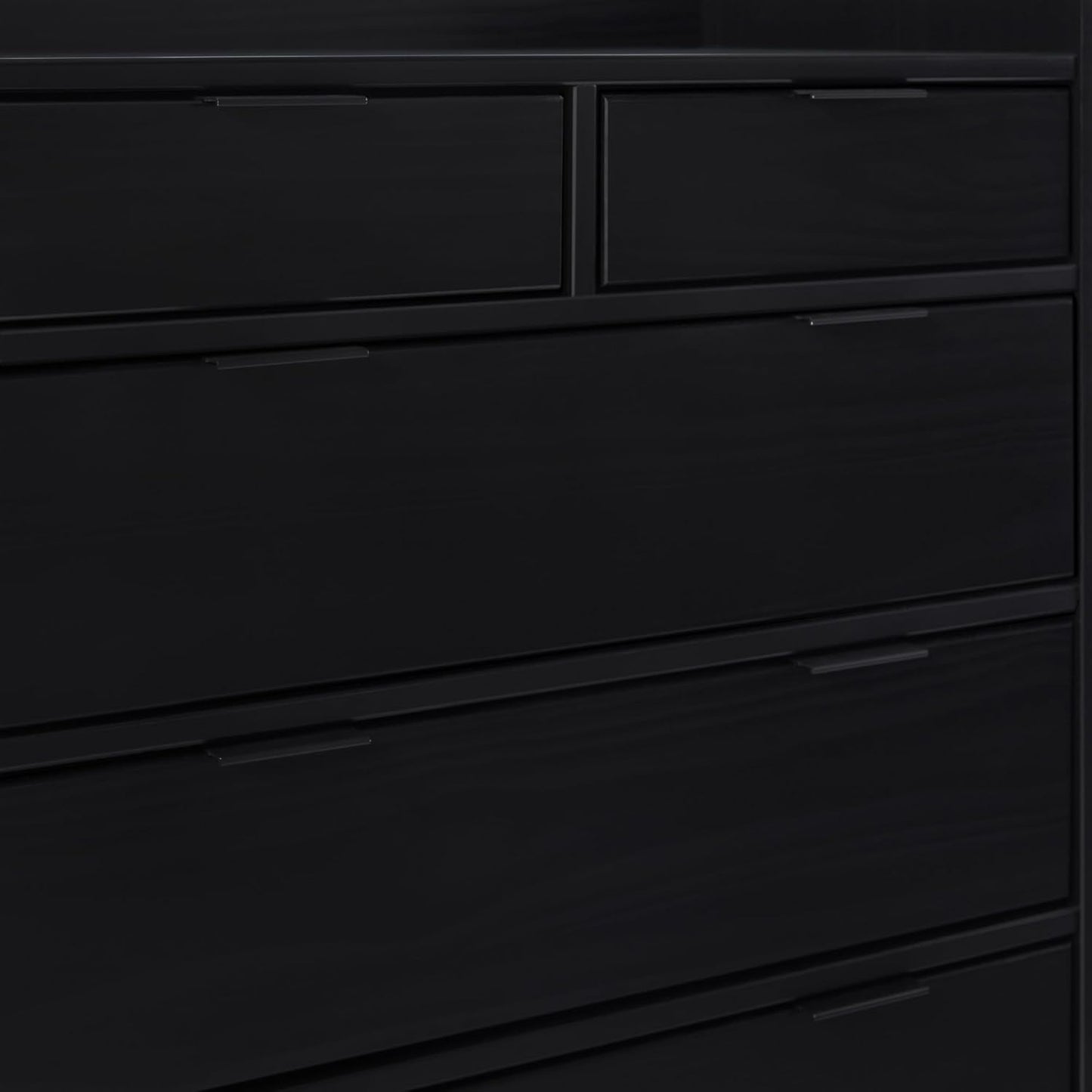 Blythe Mid-Century Modern Tray-Top Solid Wood 6-Drawer Dresser, 30 Inch, Black