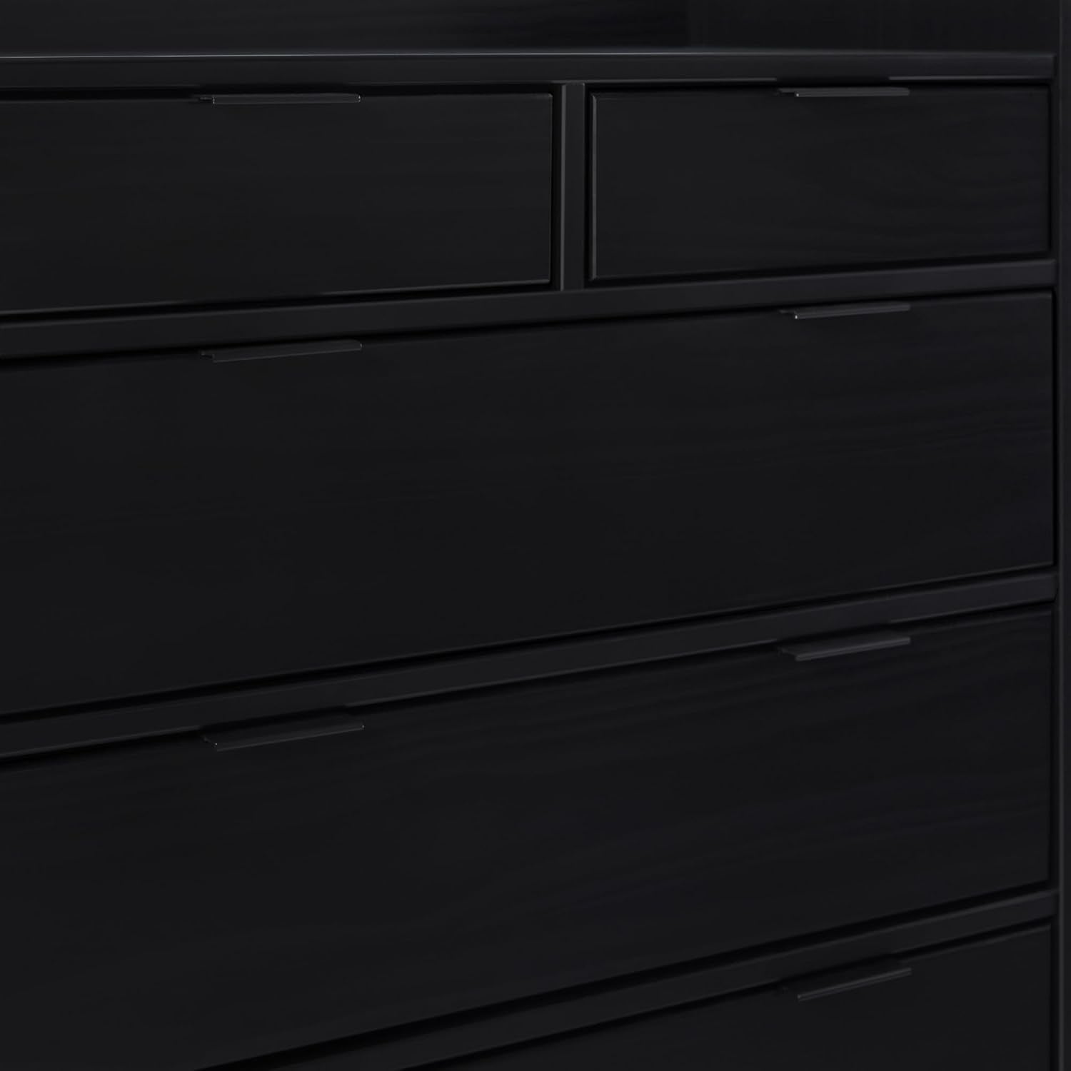 Blythe Mid-Century Modern Tray-Top Solid Wood 6-Drawer Dresser, 30 Inch, Black