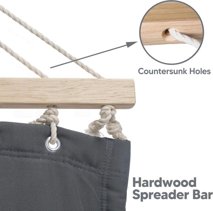 Portable Tree Hammock with Hardwood Spreader Bar, Extra Large Soft Pillow, Heavy Duty 2 Person Hammock for Indoor, Outdoor, Gray