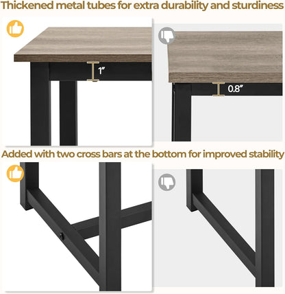 3 Piece Dining Table Set - Kitchen Table & Chair Sets for 2 - Compact Table W/ 2 Stools & Space Saving Design for Dining Room Living Room Kitchen, Gray
