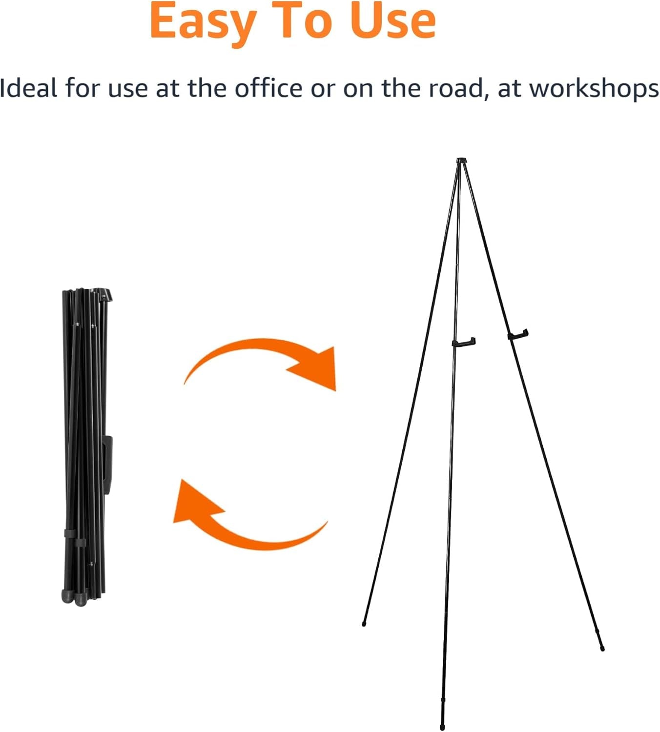 Easel Display Stand, Instant Floor Poster, Lightweight, Collapsible and Portable with Tripod Base, Black Steel (Supports 5 Pounds)