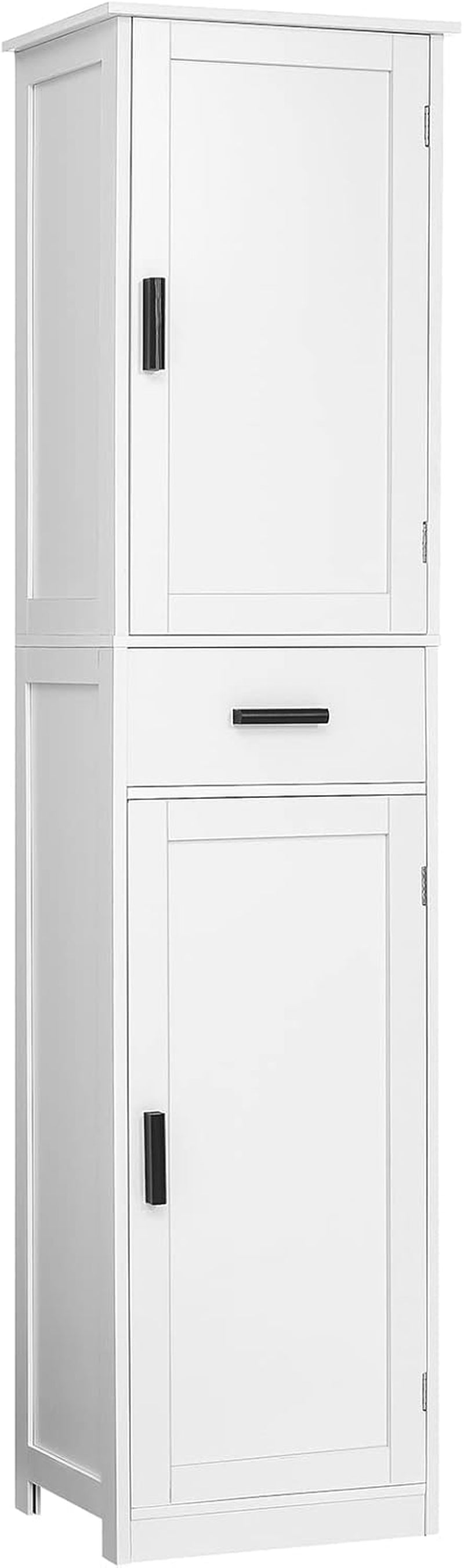 67'' Tall Bathroom Cabinet, Storage Cabinet with 4 Shelves & 2 Doors, Narrow Storage Cabinets for Bathroom, Living Room, Home Office, White