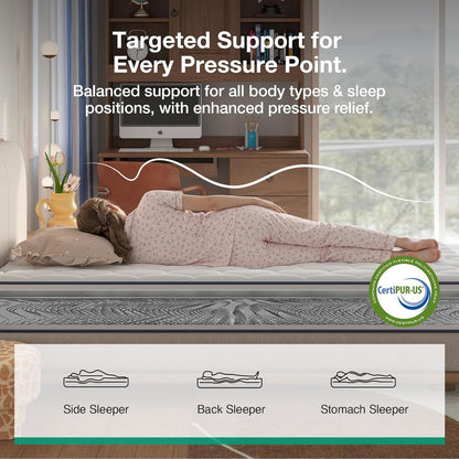 6 Inch Twin Mattress,Bonnell Spring Hybrid Mattresses for Spine Support & Cooling Comfort - Twin Bed Mattress,Adaptive Foam Layer with Medium Firm- Certipur-Us Certified for Youth/Guest Rooms