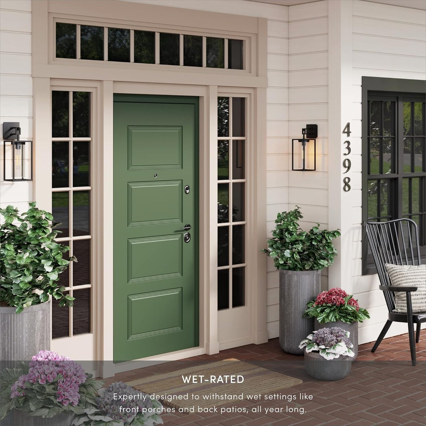 Sedona Outdoor Black Wall Sconce Light Fixture, Exterior Porch Lantern with Open Iron Frame and Cylinder Glass Shade for Patio and Front Door, Black/Clear, Set of 2
