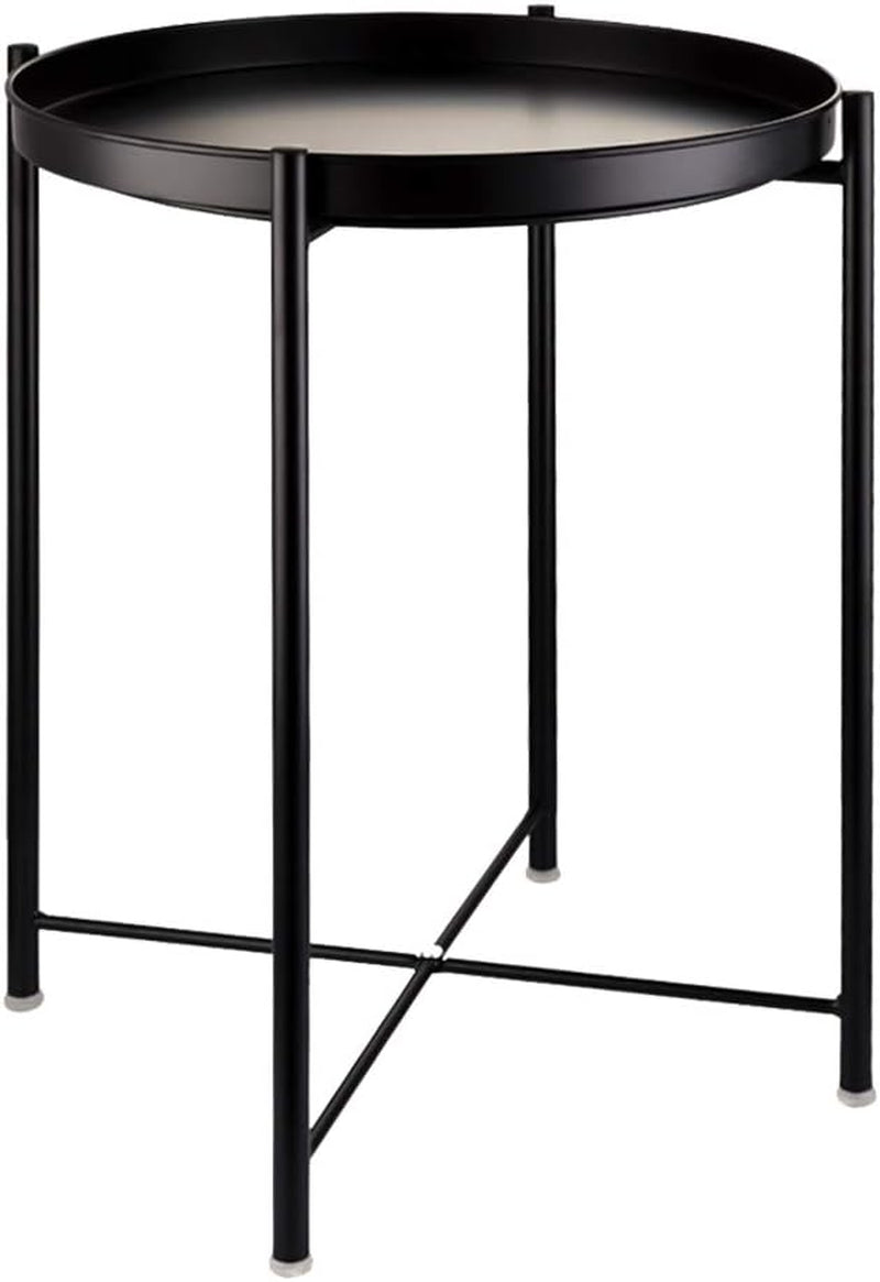 Small Side End Table - Metal Side Table Waterproof Small Sofa Coffee Side Tables Bedroom Indoor Outdoor with Removable Tray for Living Room Bedroom Balcony and Office