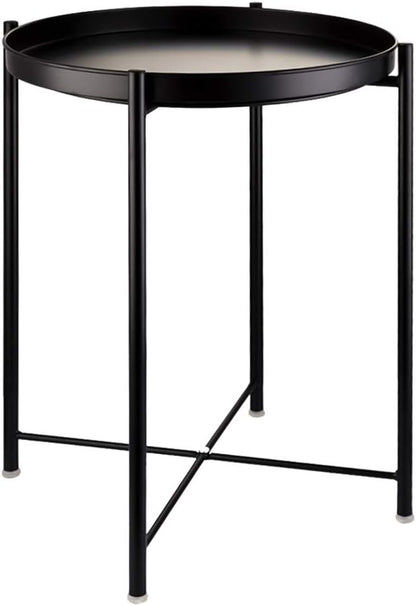 Small Side End Table - Metal Side Table Waterproof Small Sofa Coffee Side Tables Bedroom Indoor Outdoor with Removable Tray for Living Room Bedroom Balcony and Office
